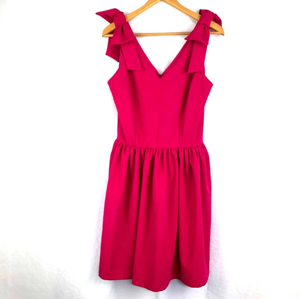 love...ady Large Pink Dress Bow Strap Sleeveless Party Formal Cocktail Dress